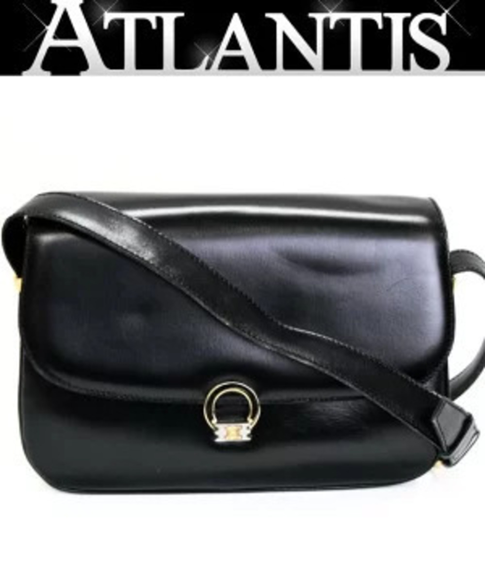 Celine Turnlock Shoulder Bag Calf Leather Black